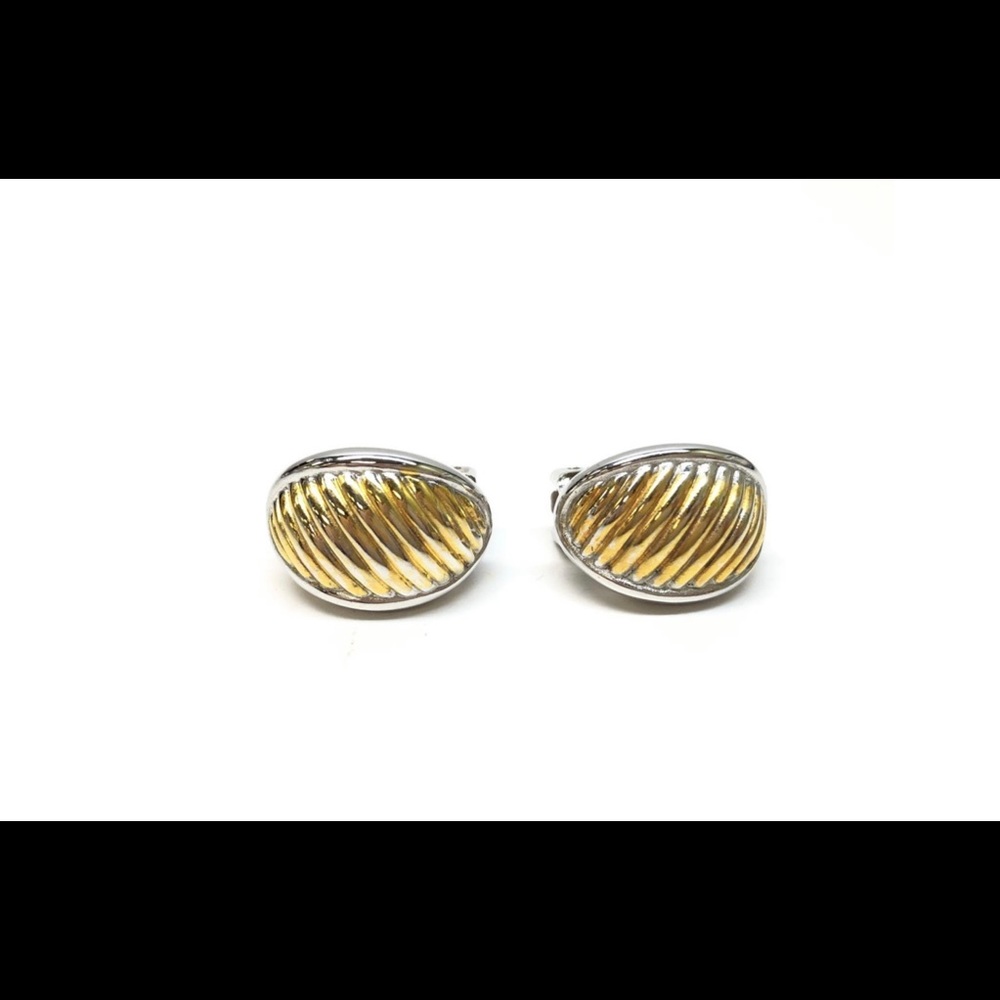 Burberrys Vintage Clip-On Gold and Silver Tone Earrings. My!